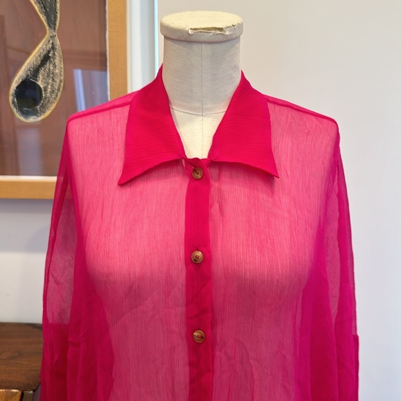 ALYSI chocolat Crepe Camicia - Fuchsia - Picture 3 of 8